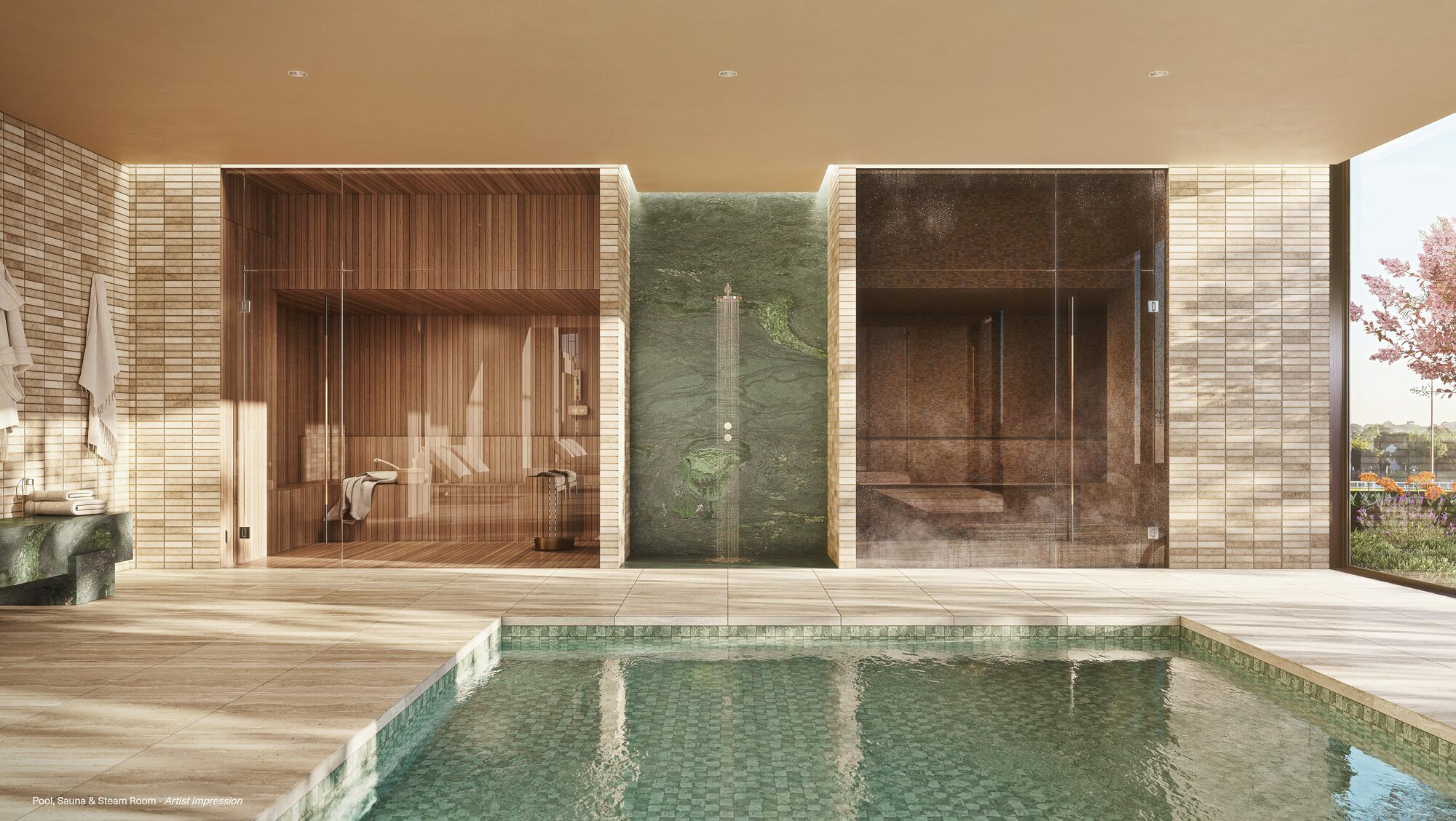 Pool with sauna and steam room, artist impression